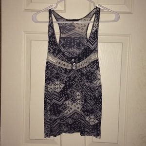 Blue & white pattern tank top